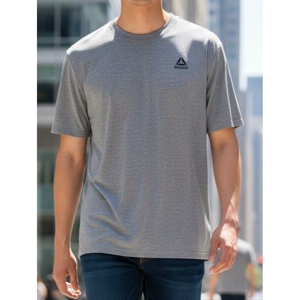 Reebok Men's Gray Heather Performance Training Short Sleeved tee T-Shirt Large